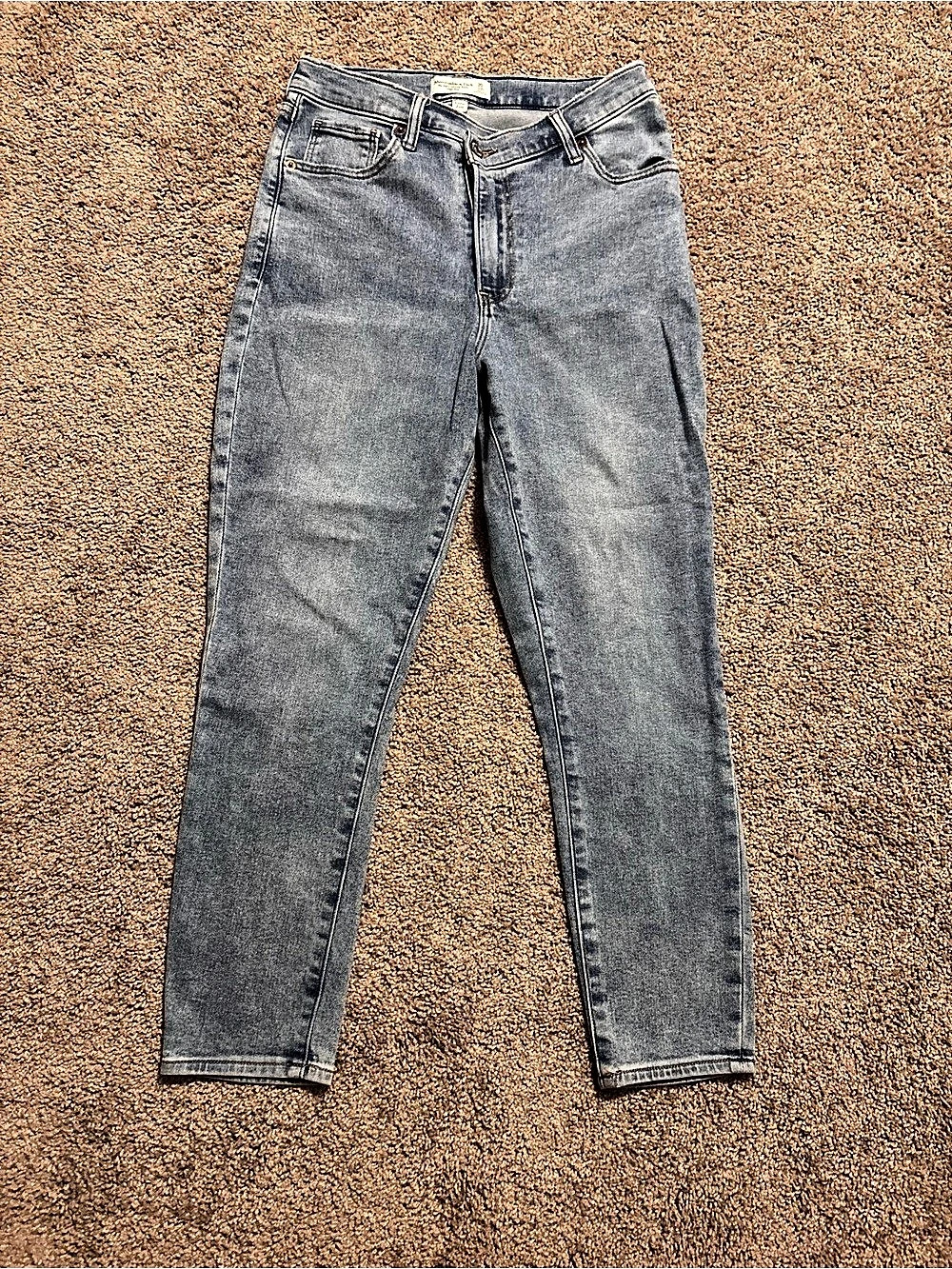 Abercrombie & Fitch Curve Love The Super Skinny Ankle High Rise Blue Jeans-10